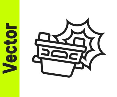 Siyah çizgi araba kazası ikonu beyaz arka planda izole edildi. Sigorta konsepti. Güvenlik, güvenlik, koruma, konsept koruma. Vektör.