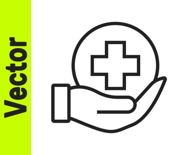 Siyah çizgi Hayat Sigortası ikonu beyaz arka planda izole edilmiş. Güvenlik, güvenlik, koruma, konsept koruma. Vektör.