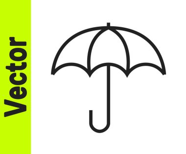 Beyaz arkaplanda siyah çizgi Umbrella simgesi izole edildi. Sigorta konsepti. Su geçirmez ikon. Koruma, güvenlik, güvenlik kavramı. Vektör.
