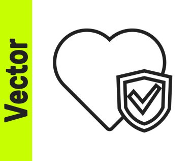 Siyah çizgi Hayat Sigortası beyaz arka planda izole edilmiş bir kalkan ikonu. Güvenlik, güvenlik, koruma, konsept koruma. Vektör.