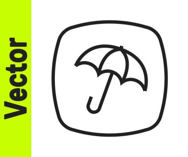 Beyaz arkaplanda siyah çizgi Umbrella simgesi izole edildi. Sigorta konsepti. Su geçirmez ikon. Koruma, güvenlik, güvenlik kavramı. Vektör.