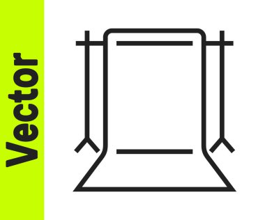 Siyah çizgi Boş fotoğraf stüdyosu simgesi beyaz arkaplanda izole edildi. Perde arkası. Vektör.