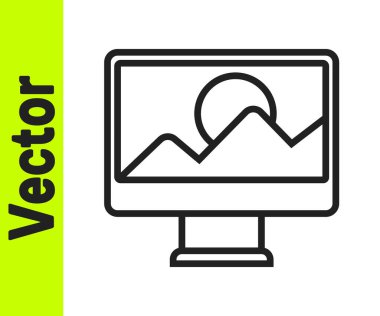 Siyah çizgi Fotoğraf rötuşlama simgesi beyaz arkaplanda izole edildi. Fotoğrafçı, fotoğrafçılık, rötuş ikonu. Vektör.