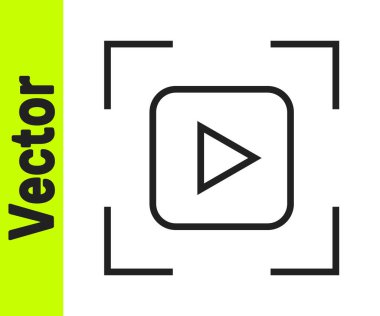 Siyah çizgi kamera odak çerçevesi simgesi beyaz arkaplanda izole edildi. Vektör.