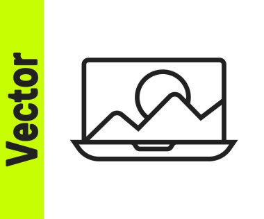 Siyah çizgi Fotoğraf rötuşlama simgesi beyaz arkaplanda izole edildi. Fotoğrafçı, fotoğrafçılık, rötuş ikonu. Vektör.