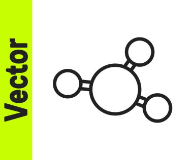 Siyah çizgi Molekül simgesi beyaz arkaplanda izole edildi. Kimya moleküllerinin yapısı, fen öğretmenlerinin yenilikçi eğitim posteri. Vektör.