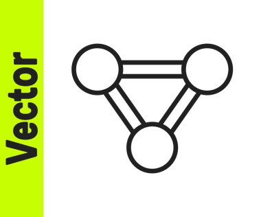 Siyah çizgi Molekül simgesi beyaz arkaplanda izole edildi. Kimya moleküllerinin yapısı, fen öğretmenlerinin yenilikçi eğitim posteri. Vektör.