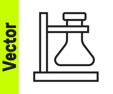 Beyaz arka planda izole edilmiş siyah çizgi cam tüp deney tüpü ikonu. Laboratuvar ekipmanları. Vektör.