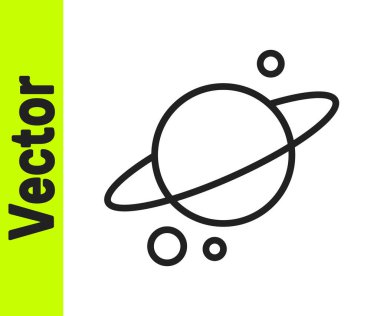 Gezegen Satürn 'ün beyaz arka planda izole edilmiş gezegen halka ikonu. Vektör.