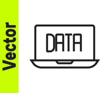Siyah çizgi veri analiz simgesi beyaz arkaplanda izole edildi. İş veri analizi süreci, istatistik. Çizelgeler ve diyagramlar. Vektör.