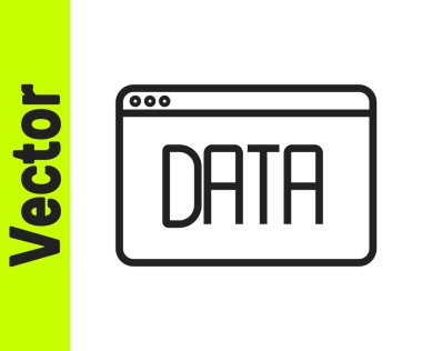 Siyah çizgi veri analiz simgesi beyaz arkaplanda izole edildi. İş veri analizi süreci, istatistik. Çizelgeler ve diyagramlar. Vektör.