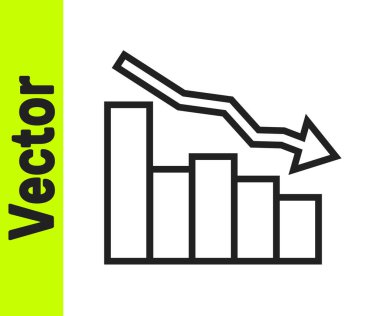 Siyah çizgi Finansal büyüme beyaz zemin üzerinde izole edilmiş ikonu azaltır. Gelirleri arttırıyorum. Vektör.