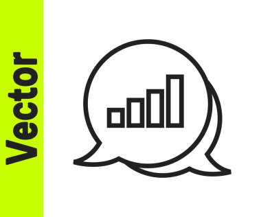 Beyaz arkaplanda siyah çizgi pasta grafiği bilgi simgesi izole edildi. Diyagram çizelgesi. Vektör.