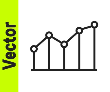 Beyaz arkaplanda siyah çizgi pasta grafiği bilgi simgesi izole edildi. Diyagram çizelgesi. Vektör.