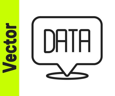 Siyah çizgi veri analiz simgesi beyaz arkaplanda izole edildi. İş veri analizi süreci, istatistik. Çizelgeler ve diyagramlar. Vektör.