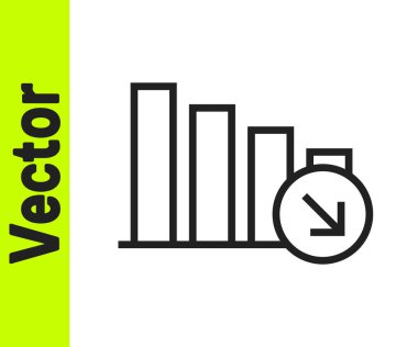 Siyah çizgi Finansal büyüme beyaz zemin üzerinde izole edilmiş ikonu azaltır. Gelirleri arttırıyorum. Vektör.