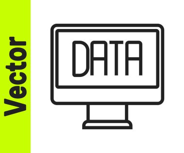 Siyah çizgi veri analiz simgesi beyaz arkaplanda izole edildi. İş veri analizi süreci, istatistik. Çizelgeler ve diyagramlar. Vektör.