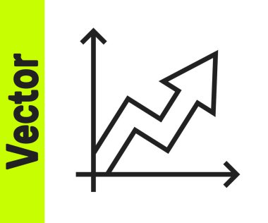 Siyah çizgi finansal büyüme ikonu beyaz arka planda izole edildi. Gelirleri arttırıyorum. Vektör.