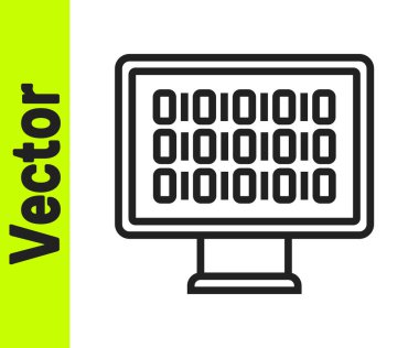 Siyah çizgi ikili kod simgesi beyaz arkaplanda izole edildi. Vektör.