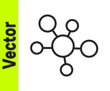 Beyaz arkaplanda siyah çizgi zihin haritası bilgi simgesi izole edildi. Vektör.