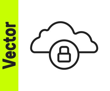 Siyah çizgi bilgisayar kilidi simgesi beyaz arkaplanda izole edildi. Güvenlik, güvenlik, koruma kavramı. Kişisel verilerin korunması. Vektör.