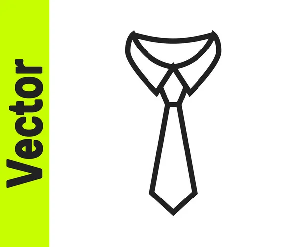Czarna Linia Ikona Krawata Izolowana Białym Tle Krawat Symbol Szyjki — Wektor stockowy