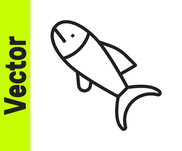 Línea Negra Icono Pescado Aislado Sobre Fondo Blanco Vector — Archivo Imágenes Vectoriales