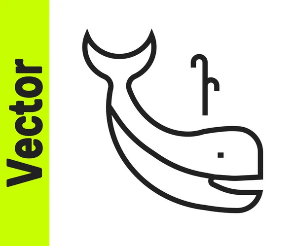 Schwarze Linie Wal Symbol Isoliert Auf Weißem Hintergrund Vektor — Stockvektor