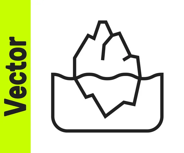 Black Line Iceberg Icon Isolated White Background Vector — Stock Vector