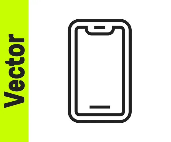 Černá Linka Smartphone Ikona Mobilního Telefonu Izolované Bílém Pozadí Vektor — Stockový vektor