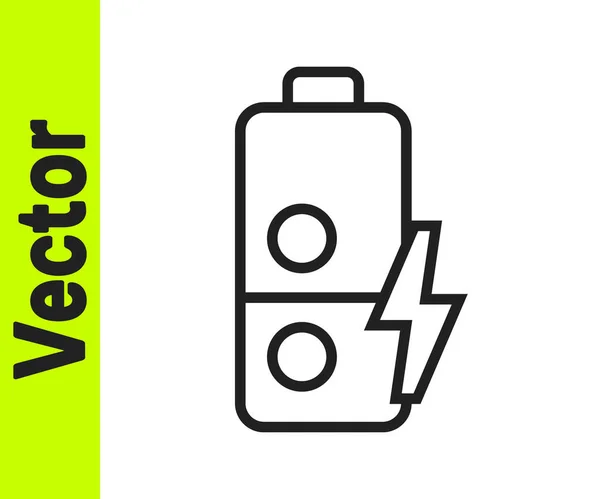 Ligne Noire Icône Indicateur Niveau Charge Batterie Isolé Sur Fond — Image vectorielle