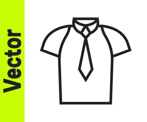 Черная Линия Рубашка Значок Изолирован Белом Фоне Футболка Вектор — стоковый вектор
