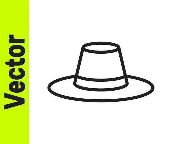 Sombrero Hombre Línea Negra Con Icono Cinta Aislado Sobre Fondo — Vector de stock