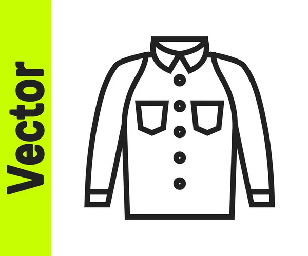 Icono Camisa Línea Negra Aislado Sobre Fondo Blanco Camiseta Vector — Vector de stock