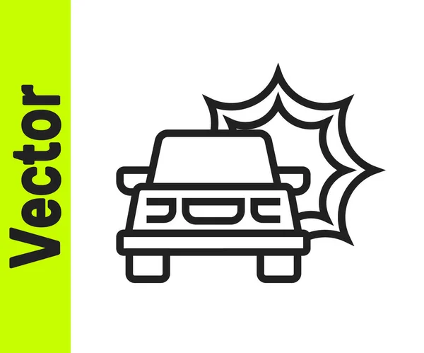 Línea Negra Icono Accidente Coche Aislado Sobre Fondo Blanco Concepto — Vector de stock