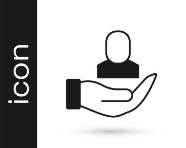 Siyah İşçi simgesi beyaz arkaplanda izole edildi. İş simgesi kullanıcı profili simgesi simgesi. Erkek kullanıcı işareti. Vektör.