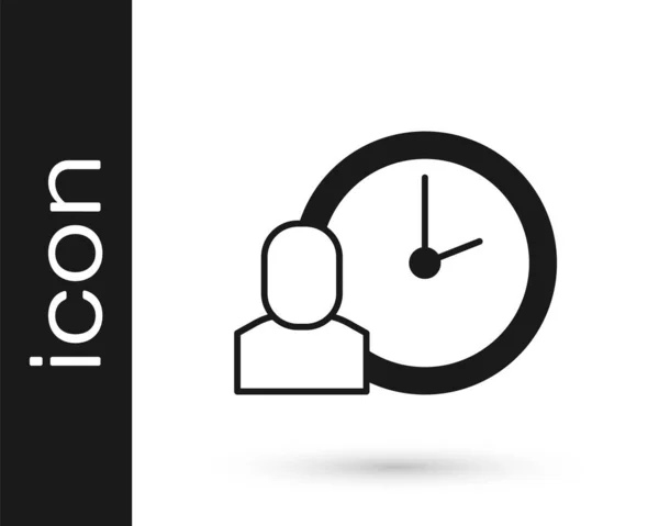 Black Work Time Symbol Isoliert Auf Weißem Hintergrund Büroangestellte Arbeitszeit — Stockvektor
