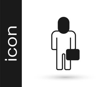 Siyah iş adamı simgesi beyaz arka planda izole edildi. İş simgesi kullanıcı profili simgesi simgesi. Erkek kullanıcı işareti. Vektör.