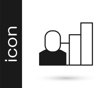 Siyah Üretken insan ikonu beyaz arka planda izole edilmiş. Fikir çalışması, başarı, üretkenlik, vizyon ve verimlilik kavramı. Vektör.