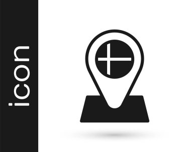 İzlanda 'nın yuvarlak bayrak ulusu olan siyah konum işareti beyaz arka planda izole edilmiş. Vektör.