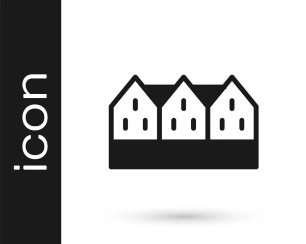 Schwarze Isländische Holzhaus Ikone Isoliert Auf Weißem Hintergrund Architektur Element — Stockvektor