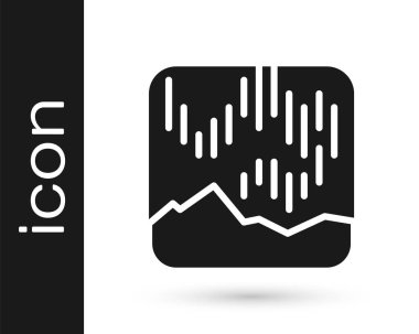 Siyah kuzey ışıkları simgesi beyaz arkaplanda izole edildi. Vektör.