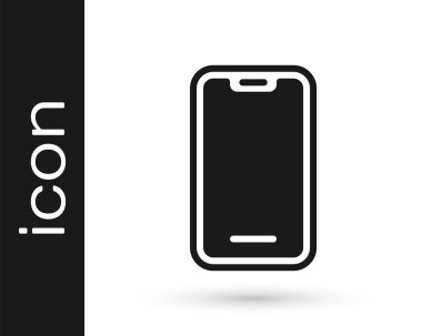Siyah Akıllı Telefon, beyaz arkaplanda izole edilmiş bir cep telefonu simgesi. Vektör.