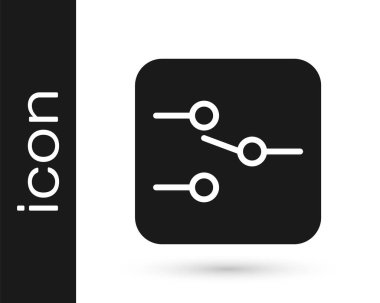 Elektronik devre simgesindeki siyah anahtar beyaz arkaplanda izole edildi. Vektör.