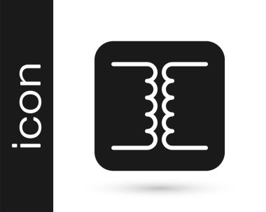 Siyah Elektrik trafo simgesi beyaz arkaplanda izole edildi. Vektör.