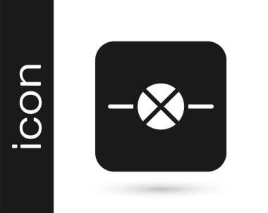 Elektronik devre ikonundaki siyah lamba beyaz arka planda izole edilmiş. Vektör.