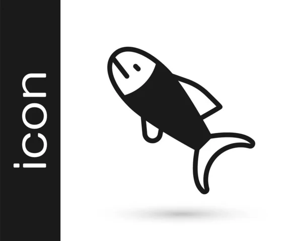 Black Fish Icon Isolated White Background Vector — Stock Vector