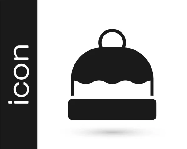 Black Beanie Sombrero Icono Aislado Sobre Fondo Blanco Vector — Archivo Imágenes Vectoriales