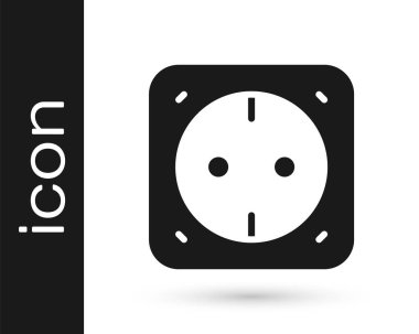 Beyaz arkaplanda siyah elektrik çıkış simgesi izole edildi. Elektrik prizi. Rosette sembolü. Vektör.