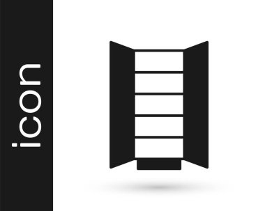 Siyah Gardırop simgesi beyaz arka planda izole edildi. Dolap tabelası. Vektör.